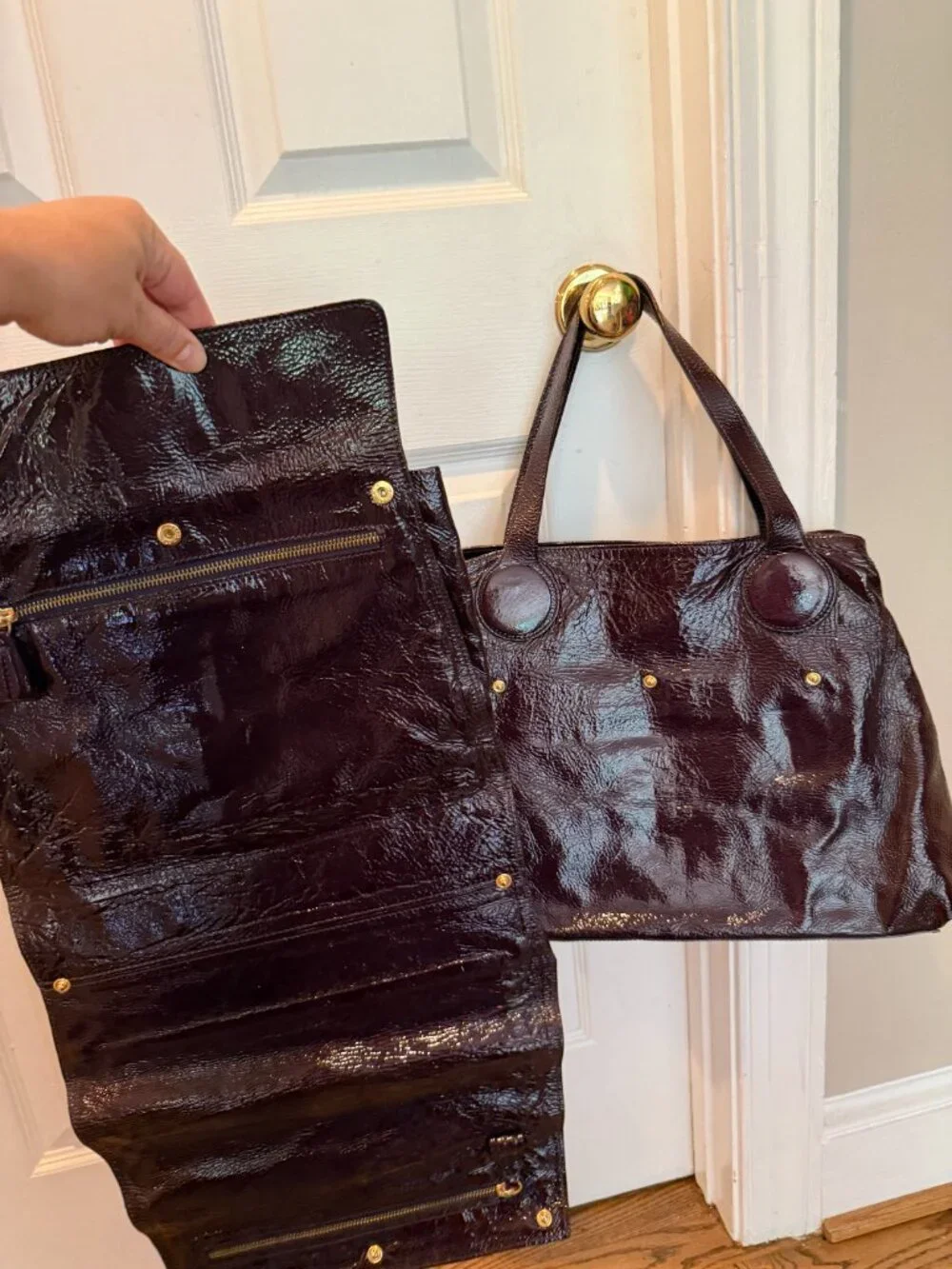 Goldenbleu Italian Plum Patent Leather Bag